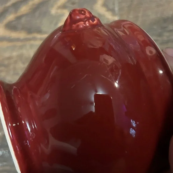 3 EMILE HENRY Cerise Footed Lion's Head Soup Bowl (Provencale Red) France - Picture 6 of 9